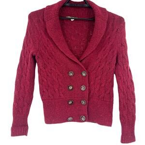 Eddie Bauer Cable Knit Angora Blend Cardigan Womens Sweater Sz SP Preppy Cottage